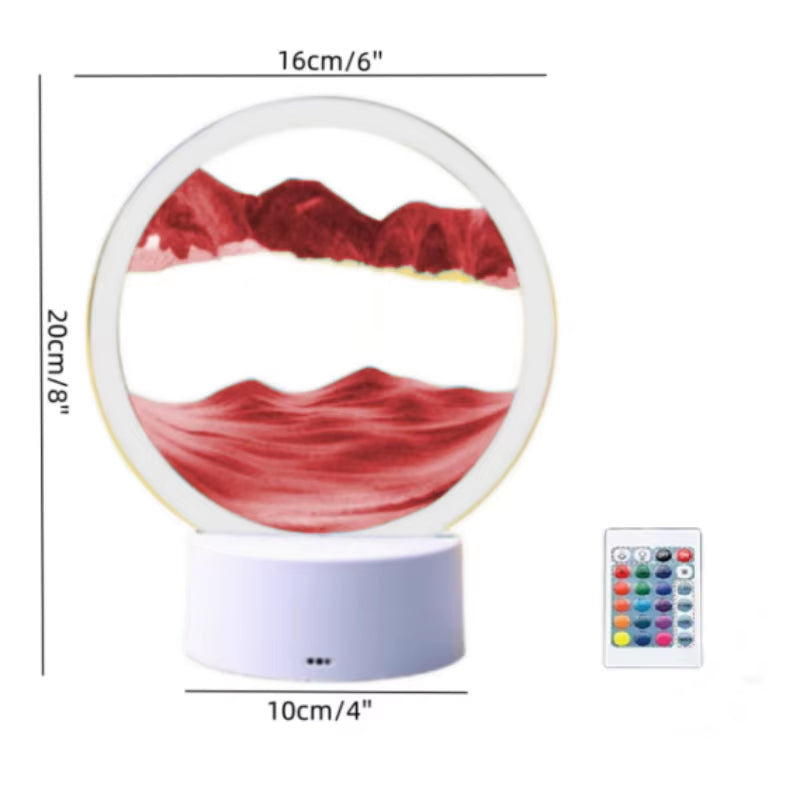 Color LED Flowing Sand Painting Table Lamp 3D Moving Sand Art Picture round Glass Hourglass Night Light Bedside Lamp Home Decor