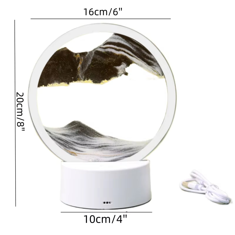 Color LED Flowing Sand Painting Table Lamp 3D Moving Sand Art Picture round Glass Hourglass Night Light Bedside Lamp Home Decor