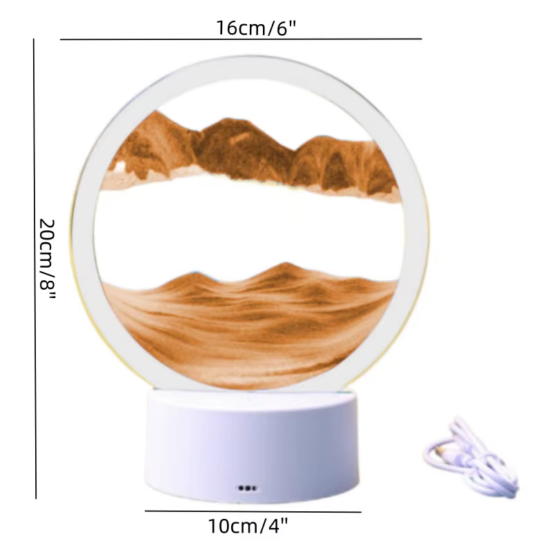 Color LED Flowing Sand Painting Table Lamp 3D Moving Sand Art Picture round Glass Hourglass Night Light Bedside Lamp Home Decor