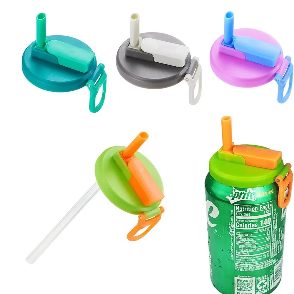 1Pcs Soda Can Lid and Silicone Straw Soda Can Lid Reusable Suitable for Canned Beverages Beer Juice 1Pcs with Straws