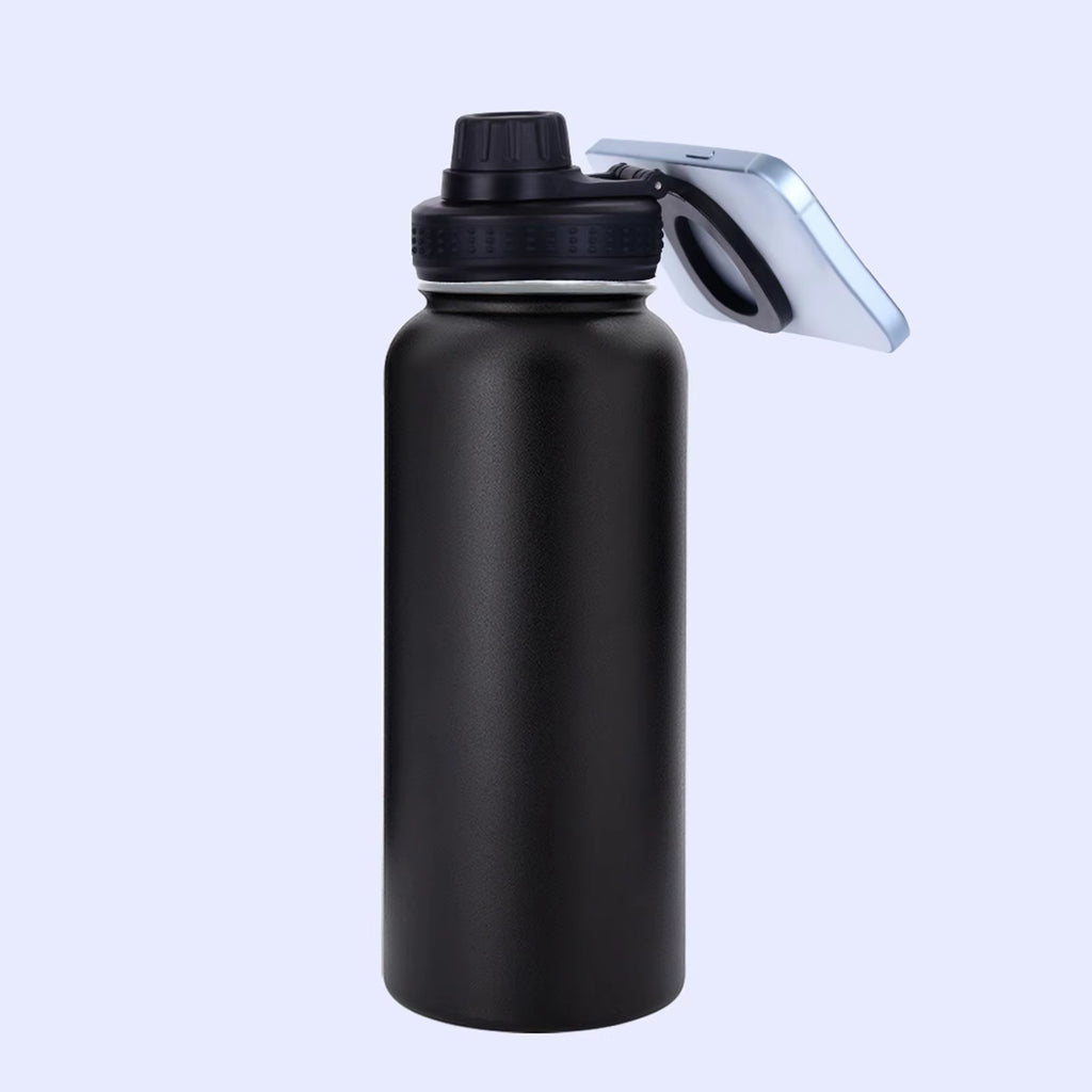 Insulated Water Bottle with Phone Holder 1000Ml Leakproof Sports Water Bottle Drink Bottle for Office Trip Outdoor Gym Household
