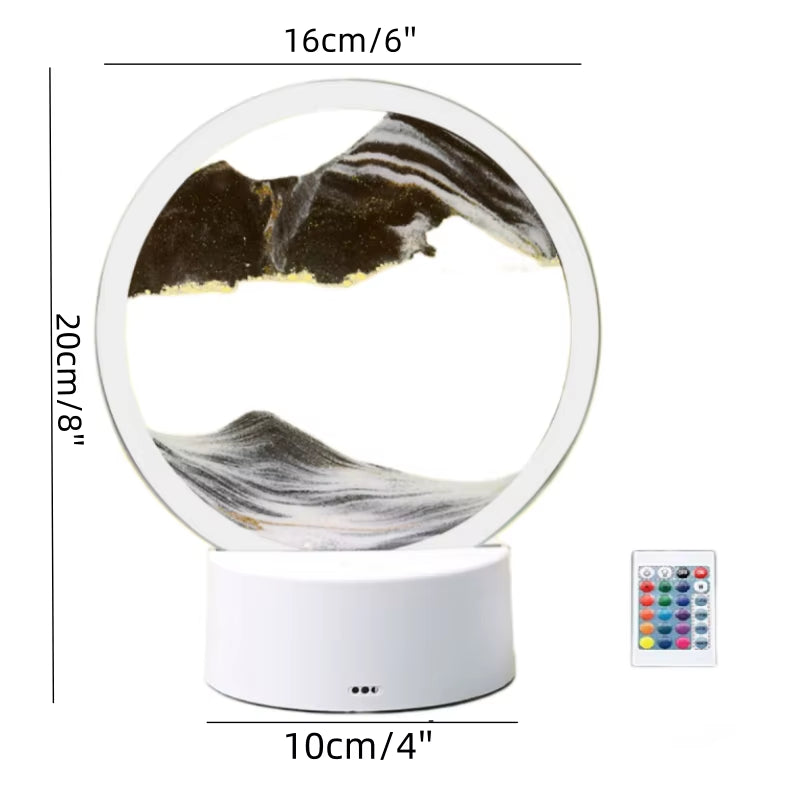 Color LED Flowing Sand Painting Table Lamp 3D Moving Sand Art Picture round Glass Hourglass Night Light Bedside Lamp Home Decor