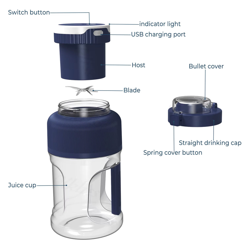 Sport Portable Blender Fresh Juice Blender Smoothies Electric Juicer USB Rechargeable Mixer Machine 1000Ml Large Water Bottle