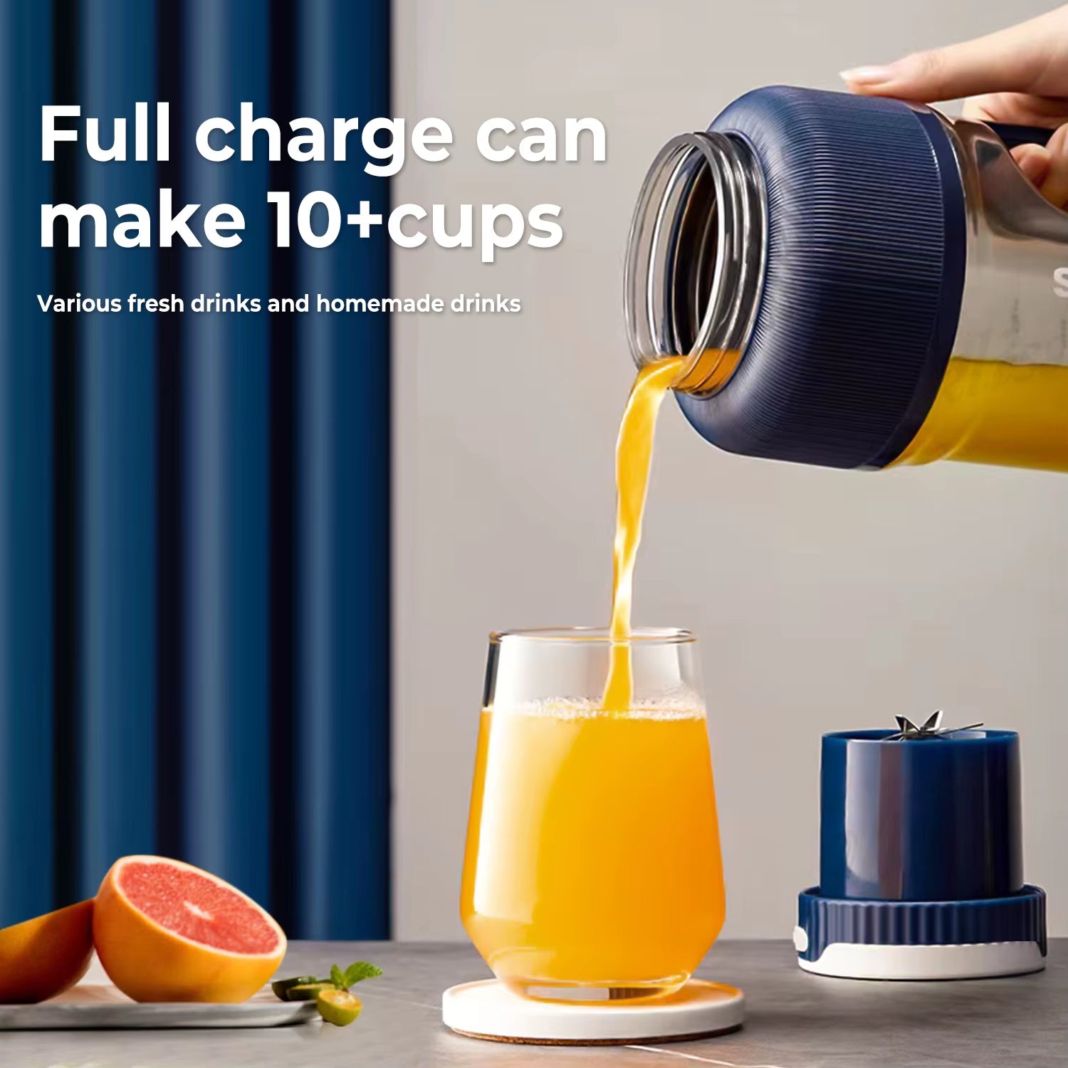 Sport Portable Blender Fresh Juice Blender Smoothies Electric Juicer USB Rechargeable Mixer Machine 1000Ml Large Water Bottle