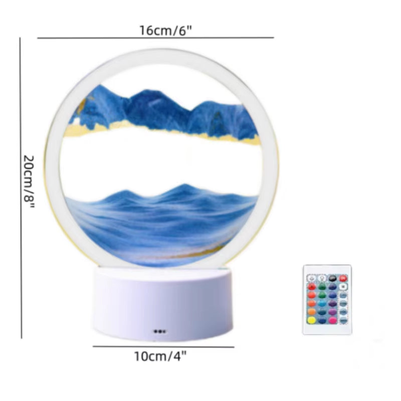 Color LED Flowing Sand Painting Table Lamp 3D Moving Sand Art Picture round Glass Hourglass Night Light Bedside Lamp Home Decor