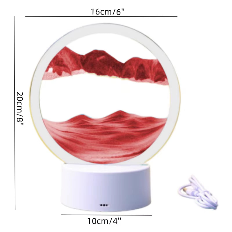 Color LED Flowing Sand Painting Table Lamp 3D Moving Sand Art Picture round Glass Hourglass Night Light Bedside Lamp Home Decor