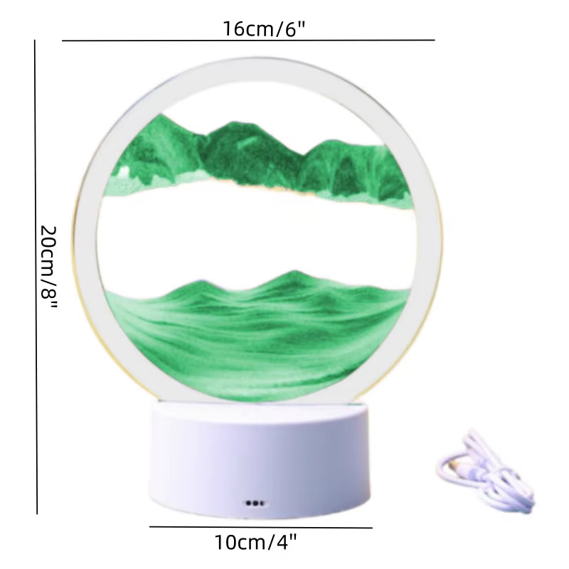 Color LED Flowing Sand Painting Table Lamp 3D Moving Sand Art Picture round Glass Hourglass Night Light Bedside Lamp Home Decor