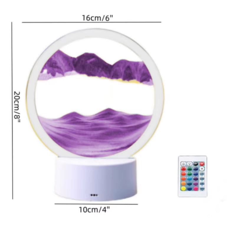 Color LED Flowing Sand Painting Table Lamp 3D Moving Sand Art Picture round Glass Hourglass Night Light Bedside Lamp Home Decor