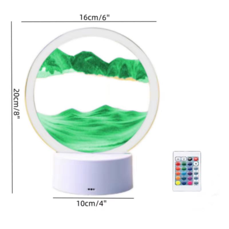 Color LED Flowing Sand Painting Table Lamp 3D Moving Sand Art Picture round Glass Hourglass Night Light Bedside Lamp Home Decor