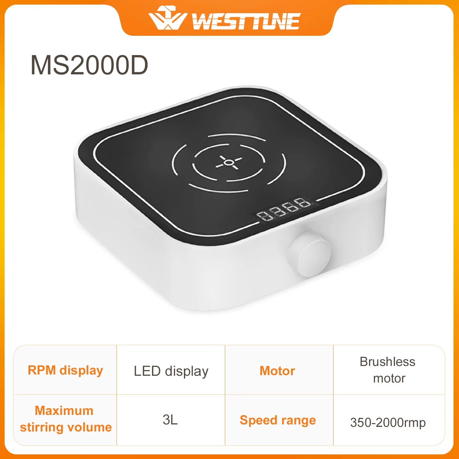 Westtune Lab Magnetic Stirrer - Electric Digital Display, 3000 RPM, 3L Capacity, Portable Lab Stirrer with Brushless Motor, 12V