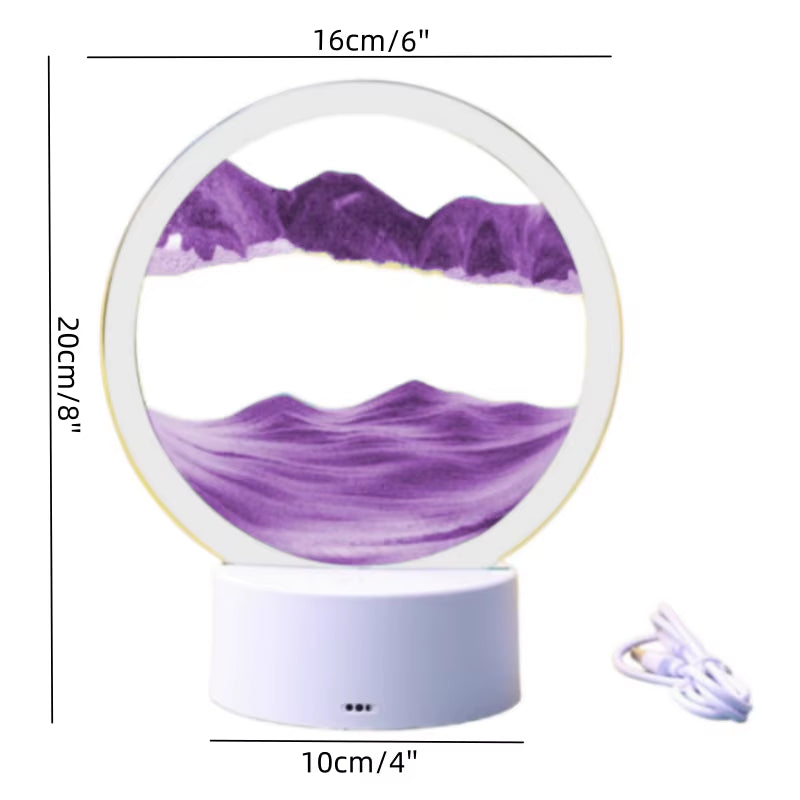 Color LED Flowing Sand Painting Table Lamp 3D Moving Sand Art Picture round Glass Hourglass Night Light Bedside Lamp Home Decor